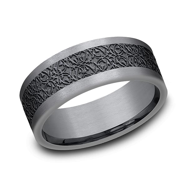 Tantalum and Black Titanium Comfort-fit Design Wedding Band