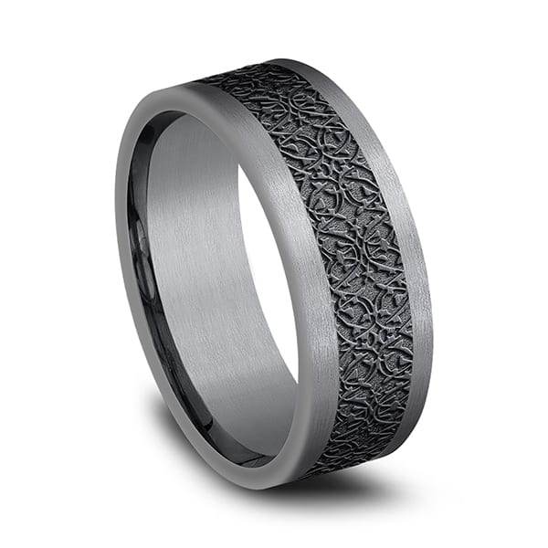 Tantalum and Black Titanium Comfort-fit Design Wedding Band