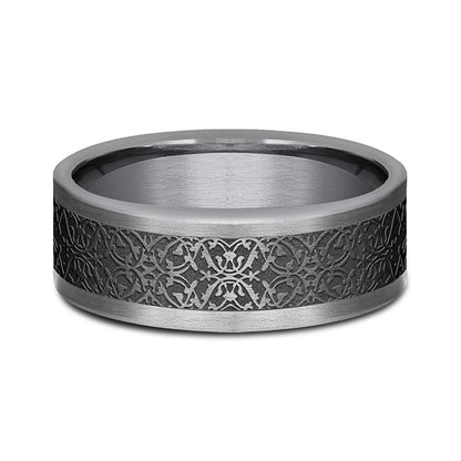 Tantalum and Black Titanium Comfort-fit Design Wedding Band