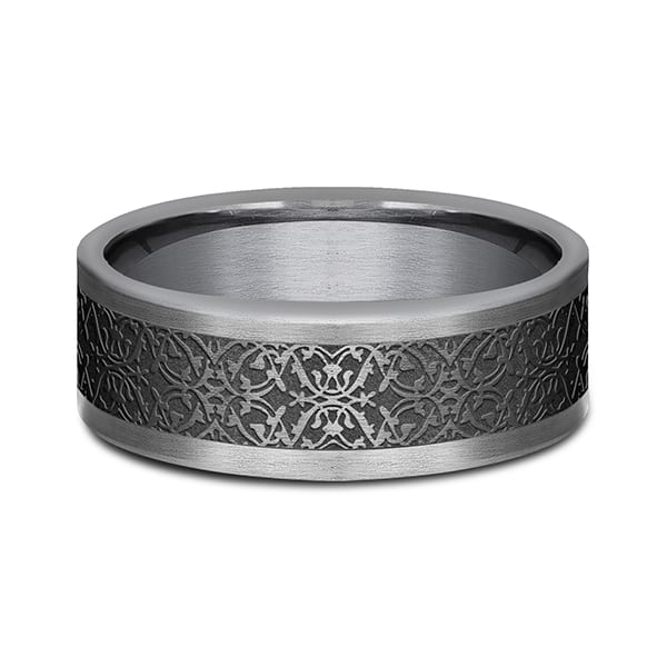 Tantalum and Black Titanium Comfort-fit Design Wedding Band