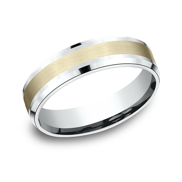 Two Tone Comfort-Fit Design Wedding Band