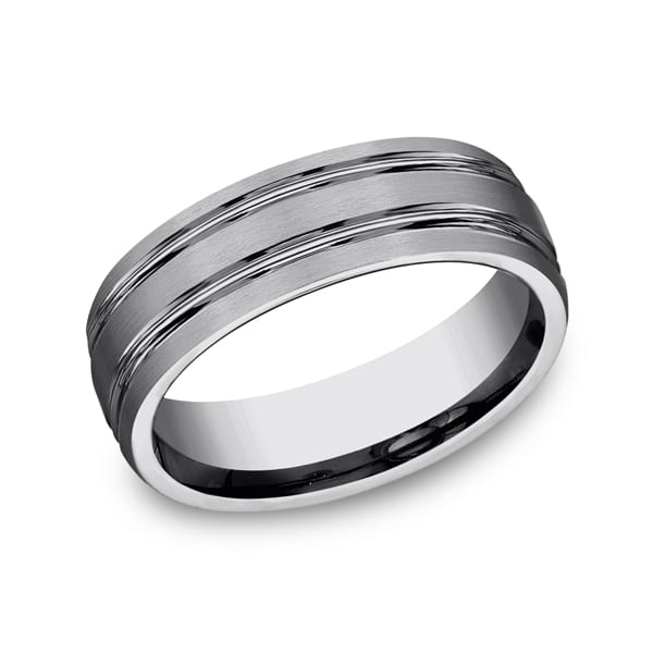 Tungsten Comfort-Fit Design Wedding Band