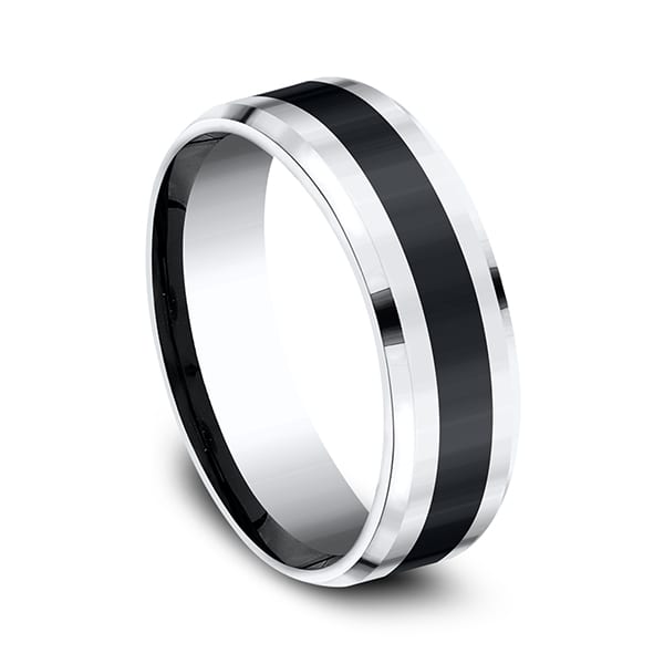 Cobalt and Ceramic Comfort-Fit Design Wedding Band