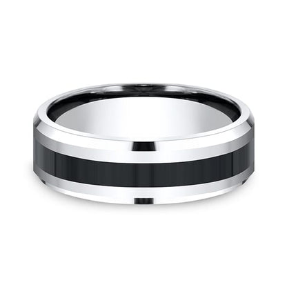 Cobalt and Ceramic Comfort-Fit Design Wedding Band
