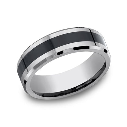 Cobalt and Ceramic Comfort-Fit Design Wedding Band