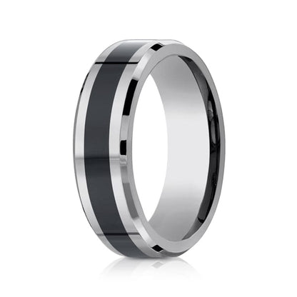 Cobalt and Ceramic Comfort-Fit Design Wedding Band