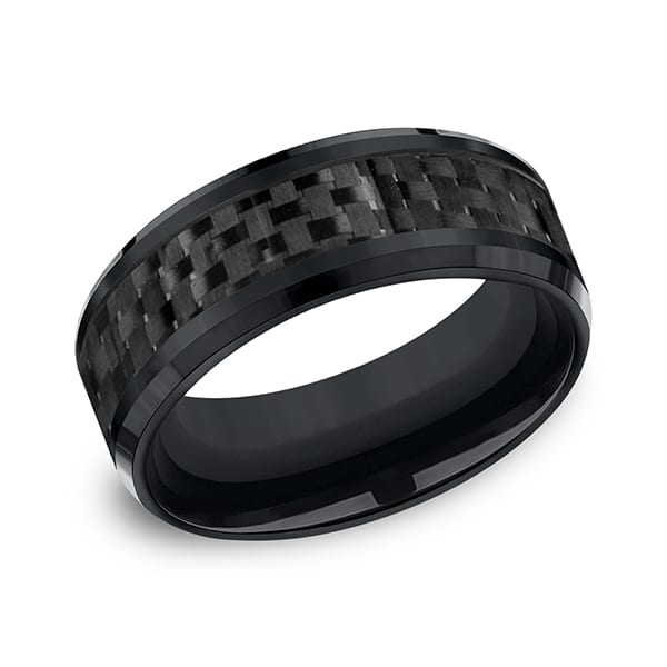 Cobalt and Carbon Fiber Comfort-Fit Design Wedding Band