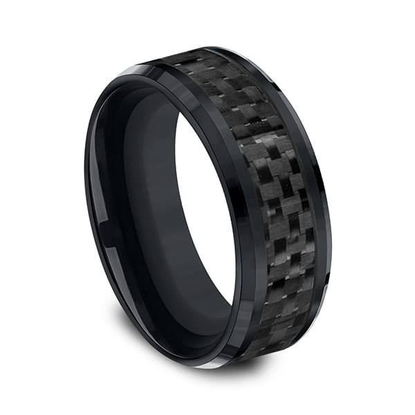 Cobalt and Carbon Fiber Comfort-Fit Design Wedding Band