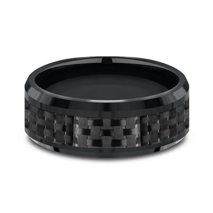 Cobalt and Carbon Fiber Comfort-Fit Design Wedding Band