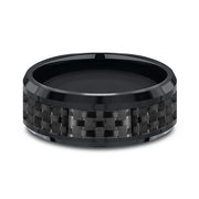 Cobalt and Carbon Fiber Comfort-Fit Design Wedding Band