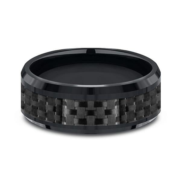 Cobalt and Carbon Fiber Comfort-Fit Design Wedding Band