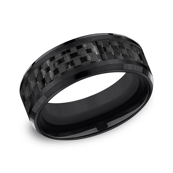 Cobalt and Carbon Fiber Comfort-Fit Design Wedding Band