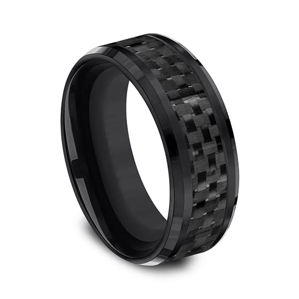 Cobalt and Carbon Fiber Comfort-Fit Design Wedding Band