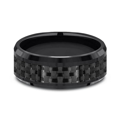 Cobalt and Carbon Fiber Comfort-Fit Design Wedding Band