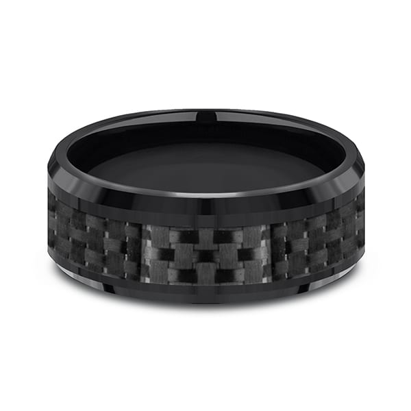 Cobalt and Carbon Fiber Comfort-Fit Design Wedding Band