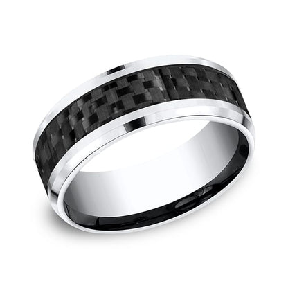 Cobalt and Carbon Fiber Comfort-Fit Design Wedding Band