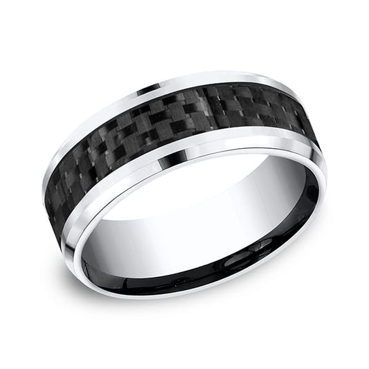 Cobalt and Carbon Fiber Comfort-Fit Design Wedding Band