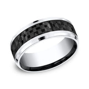 Cobalt and Carbon Fiber Comfort-Fit Design Wedding Band