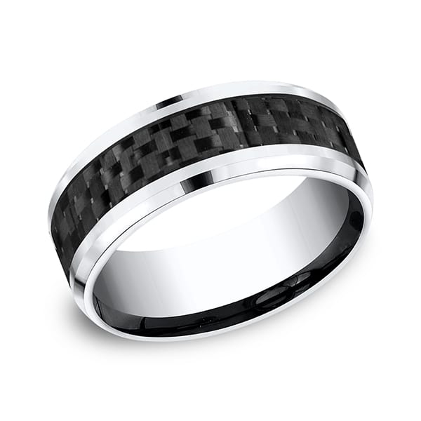 Cobalt and Carbon Fiber Comfort-Fit Design Wedding Band