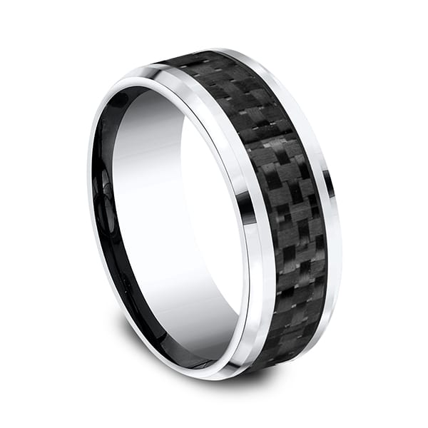 Cobalt and Carbon Fiber Comfort-Fit Design Wedding Band