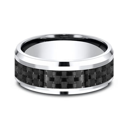Cobalt and Carbon Fiber Comfort-Fit Design Wedding Band