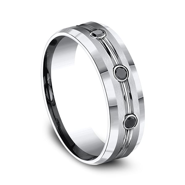 Cobalt Comfort-Fit Black Diamond Wedding Ring