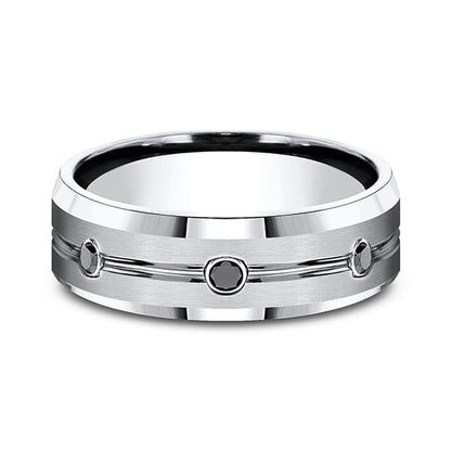 Cobalt Comfort-Fit Black Diamond Wedding Ring