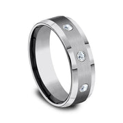 Tungsten Comfort-Fit Design Diamond Wedding Band