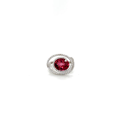 18k white gold tourmaline diamond swirl fashion ring