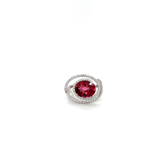 18k white gold tourmaline diamond swirl fashion ring