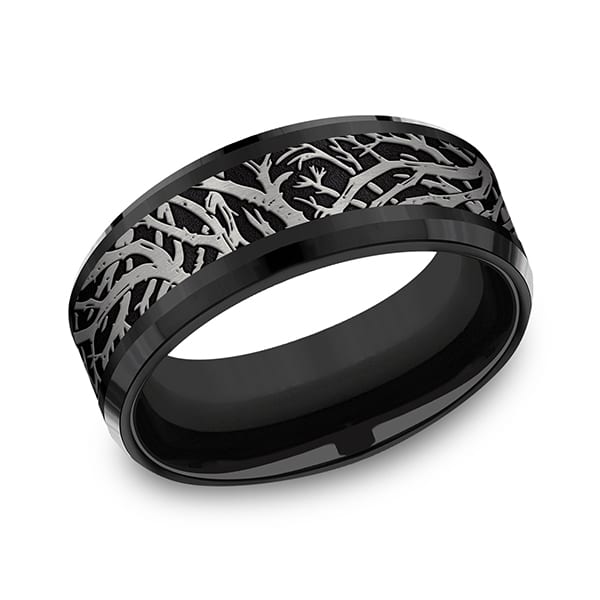 Tantalum and Black Titanium Comfort-fit Design Wedding Band