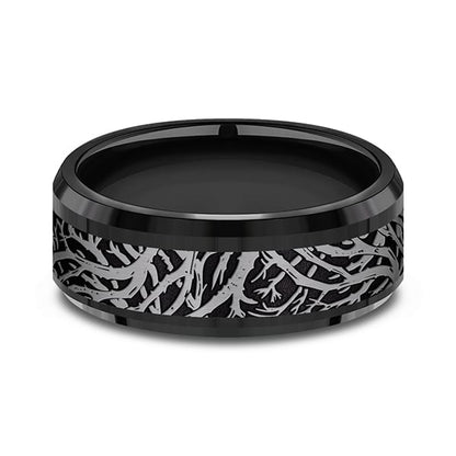 Tantalum and Black Titanium Comfort-fit Design Wedding Band