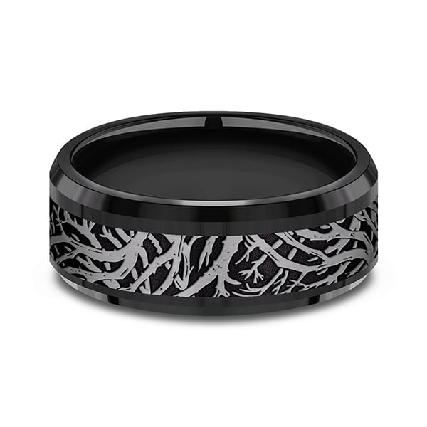 Tantalum and Black Titanium Comfort-fit Design Wedding Band