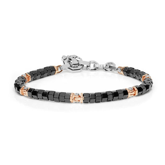 mens 18k rose gold and black ceramic bracelet
