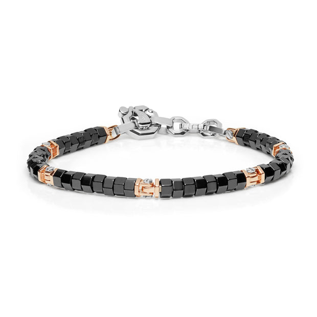 mens 18k rose gold and black ceramic bracelet