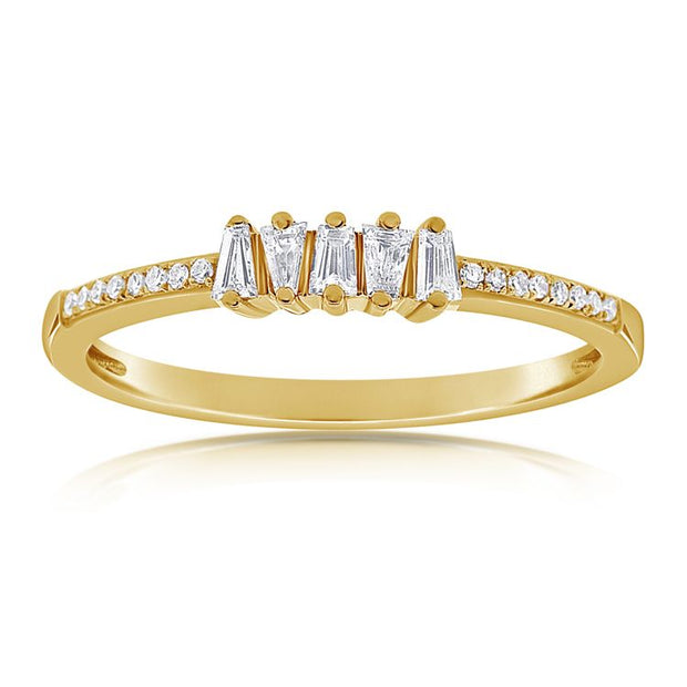 14k yellow gold diamond baguette fashion ring 0.23ct