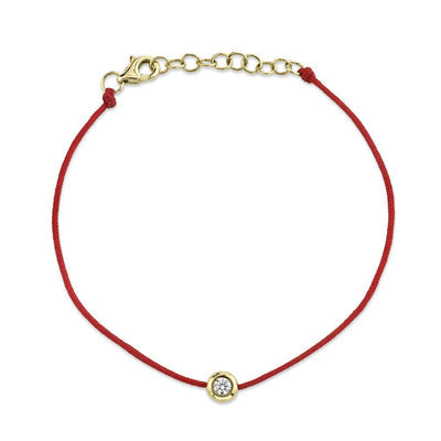 14k yellow gold red cord diamond bracelet 0.09ct