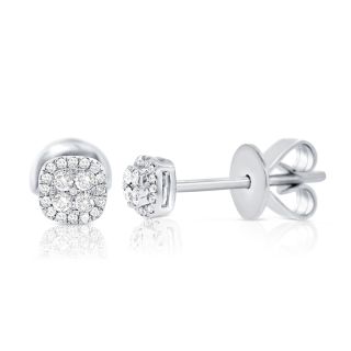 14k white gold diamond cluster studs 0.13ct