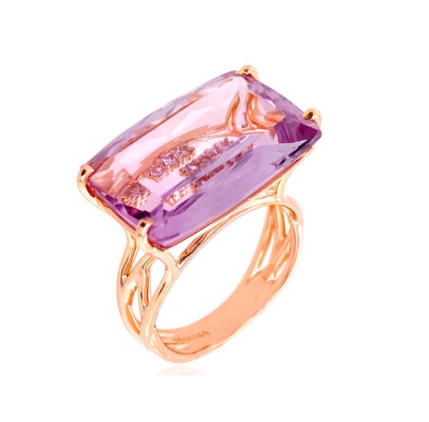 rose gold plated amethyst and white topaz fashion rings 11.8ct
