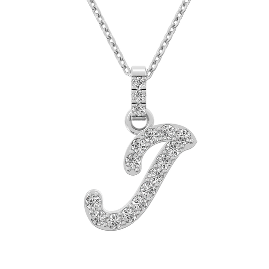 14k white gold script initial 0.37ct