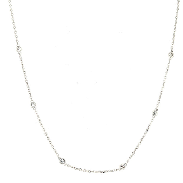 14k white gold diamond by the yard necklace 0.30ct