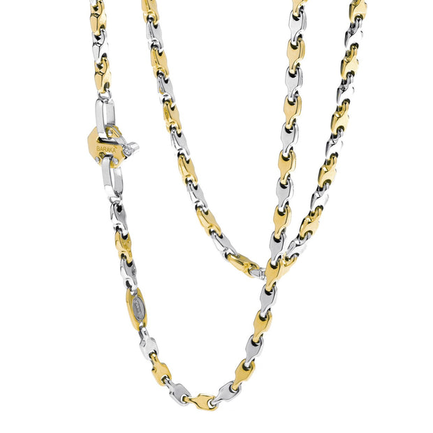 18k yellow and white gold chain with diamond on clasp
