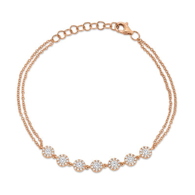 14k rose gold diamond halo bracelet 0.66ct