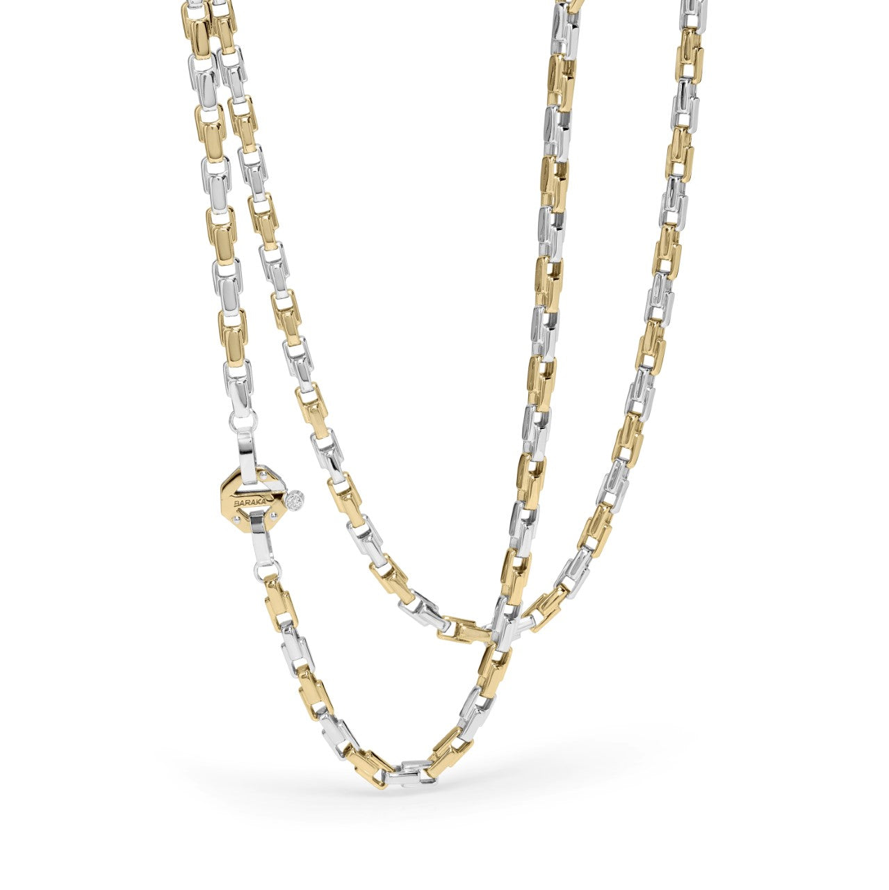 18k yellow and white gold chain with white diamond on clasp