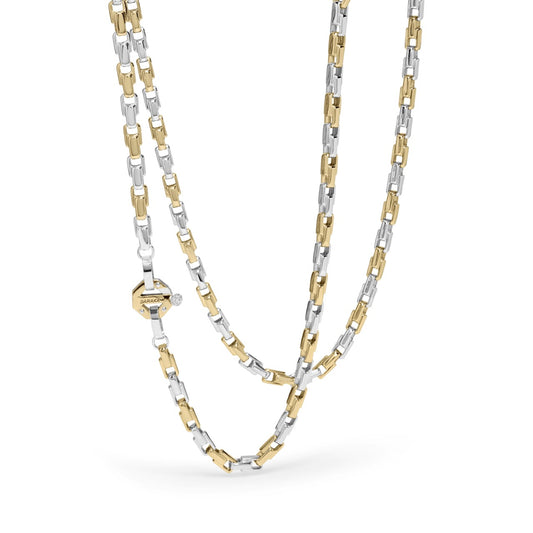18k yellow and white gold chain with white diamond on clasp