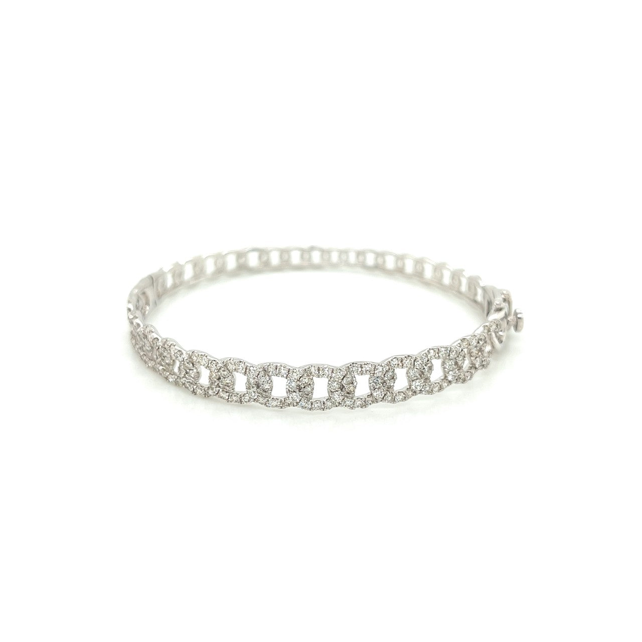 14k white gold diamond link bangle 1.92ct