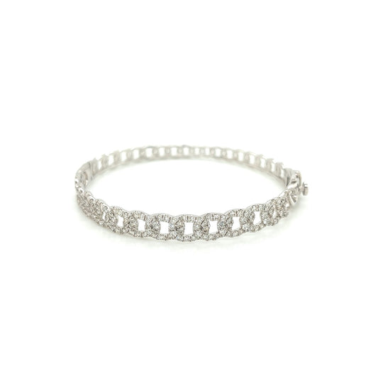 14k white gold diamond link bangle 1.92ct