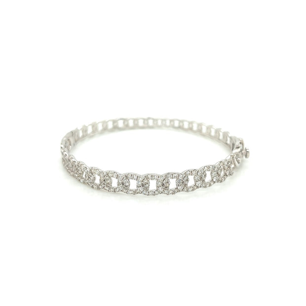 14k white gold diamond link bangle 1.92ct