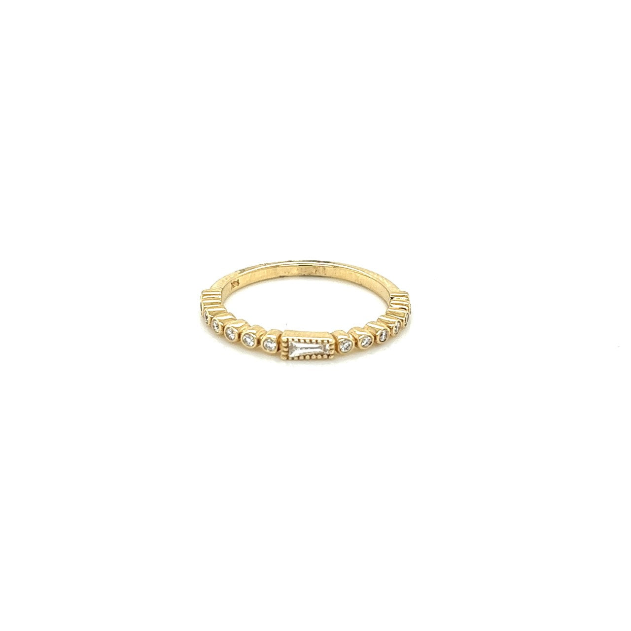 14k yellow gold stackable bezel set diamond band 0.22ct