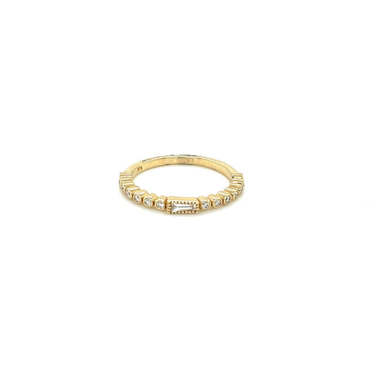 14k yellow gold stackable bezel set diamond band 0.22ct
